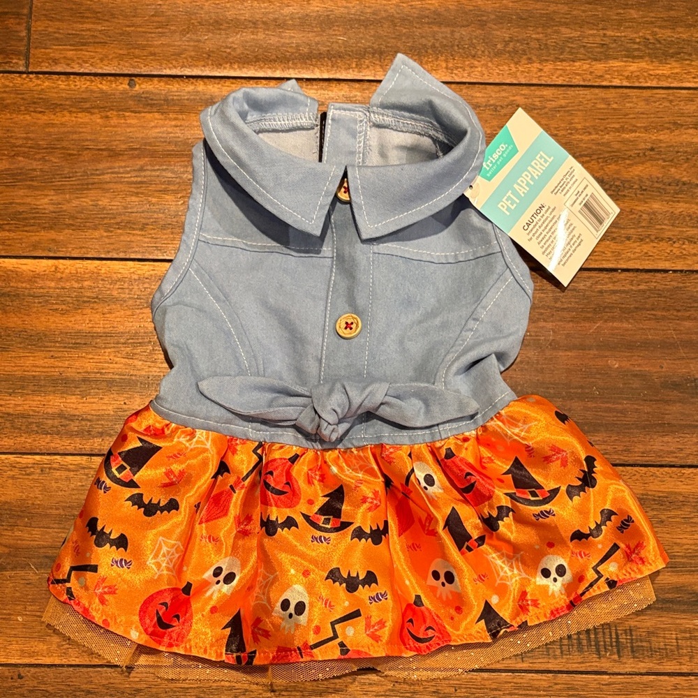 Bootique Halloween Pet Costume with Blue Top and Orange Skirt